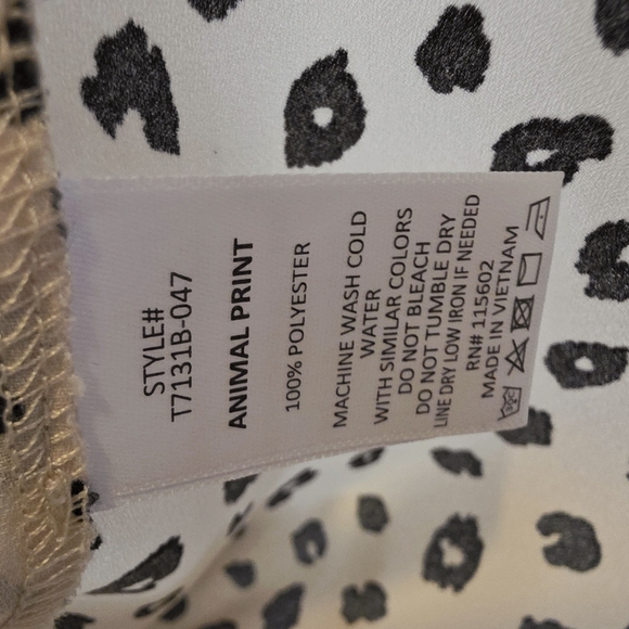 Lush Cream and Black Leopard Print Top - Picture 3 of 5